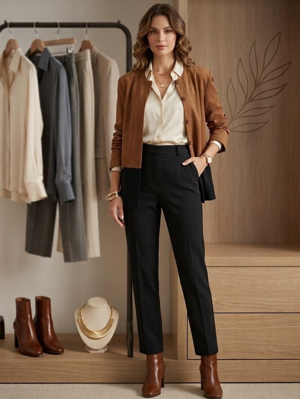 VTG R&K Originals Two-Tone Faux Suede Button-Down Blazer Shacket